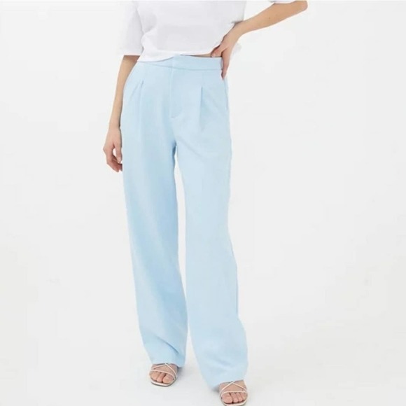 NEW Urban Outfitters Eva Wide Leg Trouser Pant M Blue Crepe‎ High Waisted NWT - Picture 1 of 13